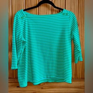 Kim Rogers Teal Striped Blouse
